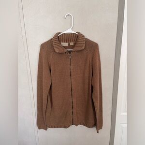 Brown Zippered Women's Sweater